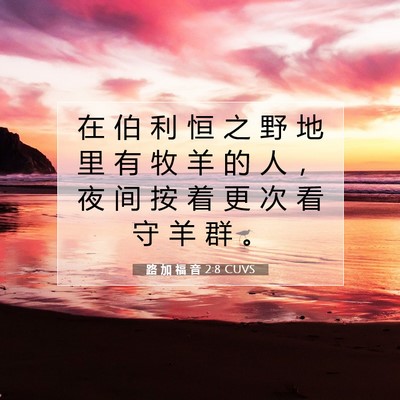 Picture 07 - 路 加 福 音 2:8 CUVS - 在 伯 利 恒 之 野 地 里 有 牧 羊 的 - Bible Verse Picture