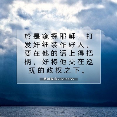 Picture 07 - 路 加 福 音 20:20 CUVS - 於 是 窥 探 耶 稣 ， 打 发 奸 细 装 - Bible Verse Picture