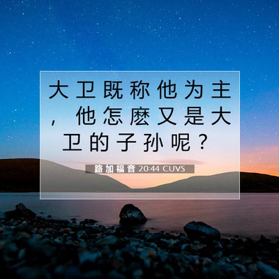 Picture 07 - 路 加 福 音 20:44 CUVS - 大 卫 既 称 他 为 主 ， 他 怎 麽 又 - Bible Verse Picture