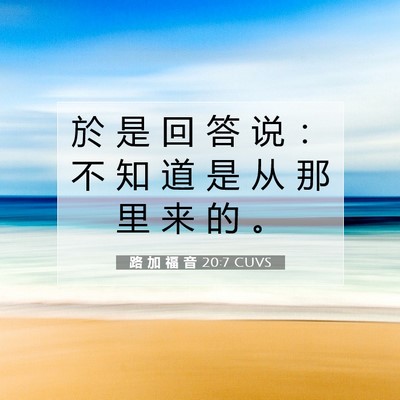 Picture 07 - 路 加 福 音 20:7 CUVS - 於 是 回 答 说 ： 不 知 道 是 从 那 - Bible Verse Picture