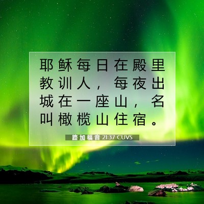 Picture 07 - 路 加 福 音 21:37 CUVS - 耶 稣 每 日 在 殿 里 教 训 人 ， 每 - Bible Verse Picture