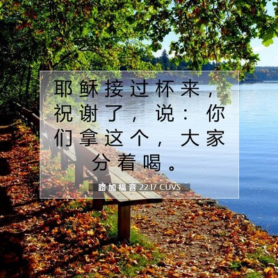 Picture 07 - 路 加 福 音 22:17 CUVS - 耶 稣 接 过 杯 来 ， 祝 谢 了 ， 说 - Bible Verse Picture