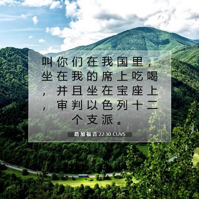 Picture 07 - 路 加 福 音 22:30 CUVS - 叫 你 们 在 我 国 里 ， 坐 在 我 的 - Bible Verse Picture