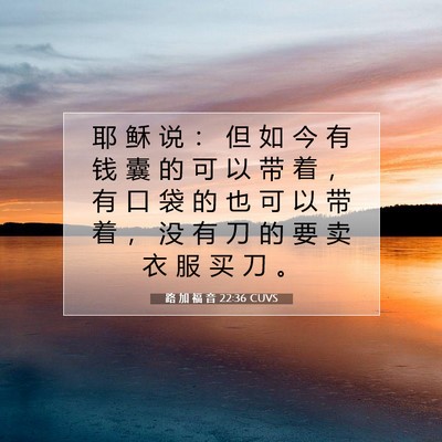 Picture 07 - 路 加 福 音 22:36 CUVS - 耶 稣 说 ： 但 如 今 有 钱 囊 的 可 - Bible Verse Picture