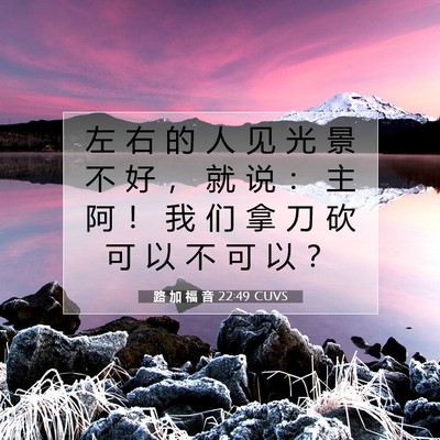 Picture 07 - 路 加 福 音 22:49 CUVS - 左 右 的 人 见 光 景 不 好 ， 就 说 - Bible Verse Picture