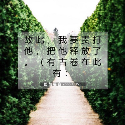 Picture 07 - 路 加 福 音 23:16 CUVS - 故 此 ， 我 要 责 打 他 ， 把 他 释 - Bible Verse Picture