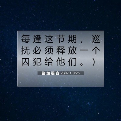 Picture 07 - 路 加 福 音 23:17 CUVS - 每 逢 这 节 期 ， 巡 抚 必 须 释 放 - Bible Verse Picture