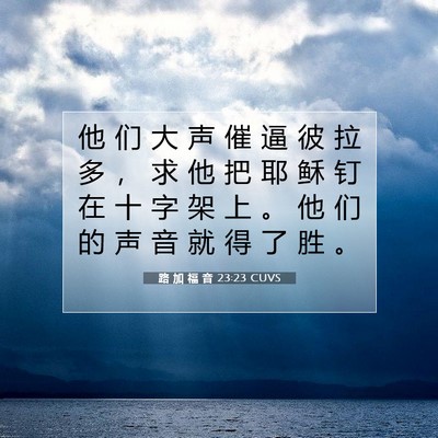 Picture 07 - 路 加 福 音 23:23 CUVS - 他 们 大 声 催 逼 彼 拉 多 ， 求 他 - Bible Verse Picture