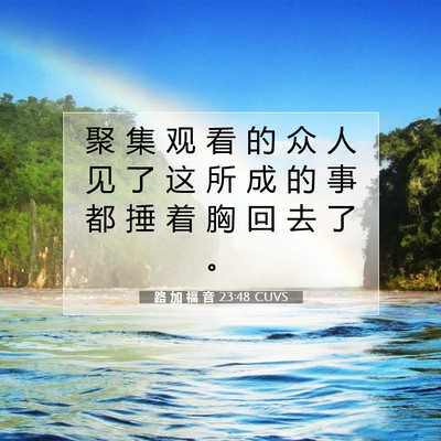 Picture 07 - 路 加 福 音 23:48 CUVS - 聚 集 观 看 的 众 人 见 了 这 所 成 - Bible Verse Picture