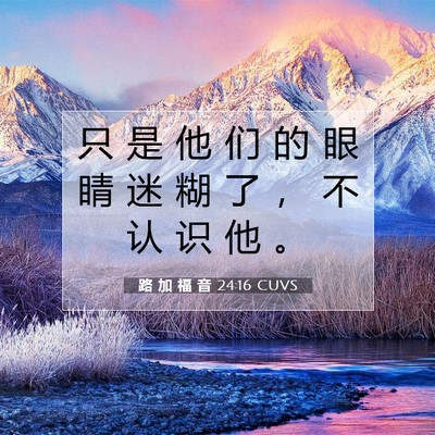 Picture 07 - 路 加 福 音 24:16 CUVS - 只 是 他 们 的 眼 睛 迷 糊 了 ， 不 - Bible Verse Picture
