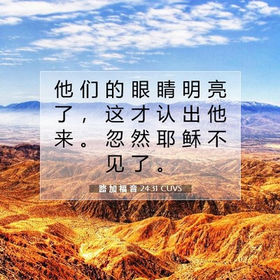 Picture 07 - 路 加 福 音 24:31 CUVS - 他 们 的 眼 睛 明 亮 了 ， 这 才 认 - Bible Verse Picture