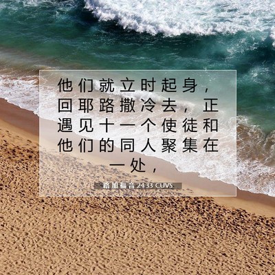Picture 07 - 路 加 福 音 24:33 CUVS - 他 们 就 立 时 起 身 ， 回 耶 路 撒 - Bible Verse Picture