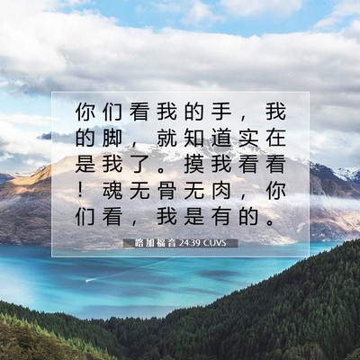 Picture 07 - 路 加 福 音 24:39 CUVS - 你 们 看 我 的 手 ， 我 的 脚 ， 就 - Bible Verse Picture