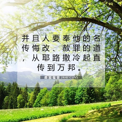 Picture 07 - 路 加 福 音 24:47 CUVS - 并 且 人 要 奉 他 的 名 传 悔 改 、 - Bible Verse Picture