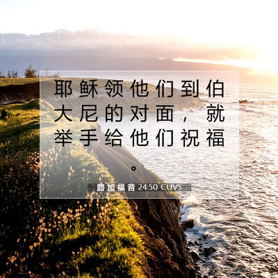 Picture 07 - 路 加 福 音 24:50 CUVS - 耶 稣 领 他 们 到 伯 大 尼 的 对 面 - Bible Verse Picture