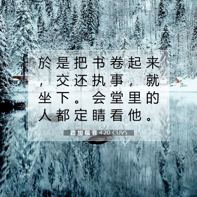 Picture 07 - 路 加 福 音 4:20 CUVS - 於 是 把 书 卷 起 来 ， 交 还 执 事 - Bible Verse Picture