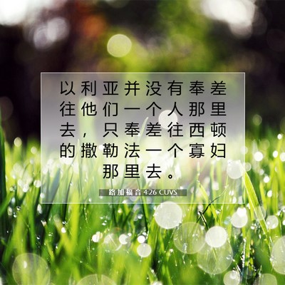 Picture 07 - 路 加 福 音 4:26 CUVS - 以 利 亚 并 没 有 奉 差 往 他 们 一 - Bible Verse Picture