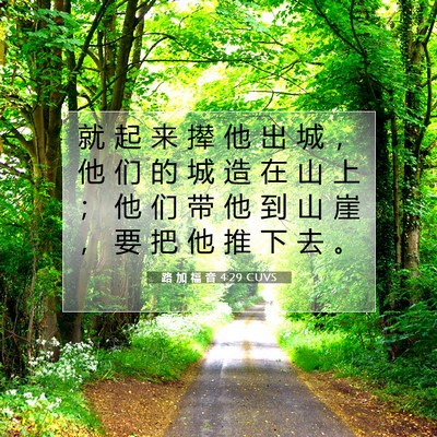 Picture 07 - 路 加 福 音 4:29 CUVS - 就 起 来 撵 他 出 城 ， 他 们 的 城 - Bible Verse Picture