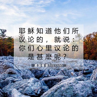 Picture 07 - 路 加 福 音 5:22 CUVS - 耶 稣 知 道 他 们 所 议 论 的 ， 就 - Bible Verse Picture