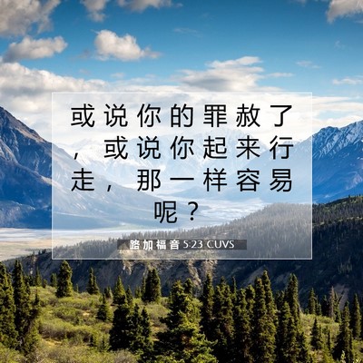 Picture 07 - 路 加 福 音 5:23 CUVS - 或 说 你 的 罪 赦 了 ， 或 说 你 起 - Bible Verse Picture