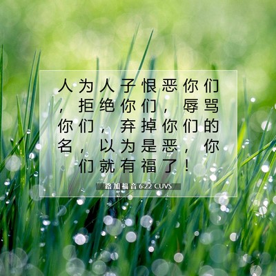 Picture 07 - 路 加 福 音 6:22 CUVS - 人 为 人 子 恨 恶 你 们 ， 拒 绝 你 - Bible Verse Picture