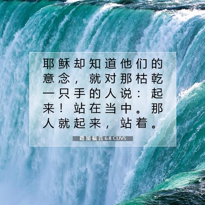 Picture 07 - 路 加 福 音 6:8 CUVS - 耶 稣 却 知 道 他 们 的 意 念 ， 就 - Bible Verse Picture
