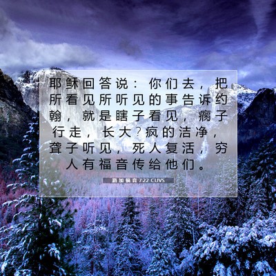 Picture 07 - 路 加 福 音 7:22 CUVS - 耶 稣 回 答 说 ： 你 们 去 ， 把 所 - Bible Verse Picture