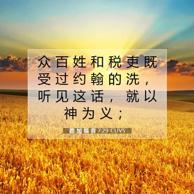 Picture 07 - 路 加 福 音 7:29 CUVS - 众 百 姓 和 税 吏 既 受 过 约 翰 的 - Bible Verse Picture