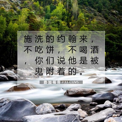 Picture 07 - 路 加 福 音 7:33 CUVS - 施 洗 的 约 翰 来 ， 不 吃 饼 ， 不 - Bible Verse Picture
