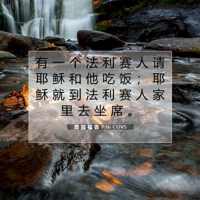 Picture 07 - 路 加 福 音 7:36 CUVS - 有 一 个 法 利 赛 人 请 耶 稣 和 他 - Bible Verse Picture