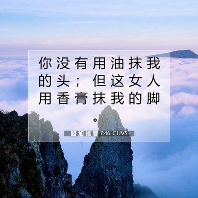 Picture 07 - 路 加 福 音 7:46 CUVS - 你 没 有 用 油 抹 我 的 头 ； 但 这 - Bible Verse Picture