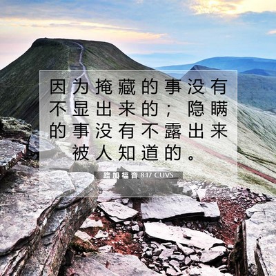 Picture 07 - 路 加 福 音 8:17 CUVS - 因 为 掩 藏 的 事 没 有 不 显 出 来 - Bible Verse Picture