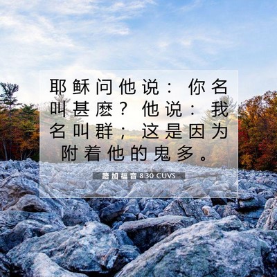 Picture 07 - 路 加 福 音 8:30 CUVS - 耶 稣 问 他 说 ： 你 名 叫 甚 麽 ？ - Bible Verse Picture