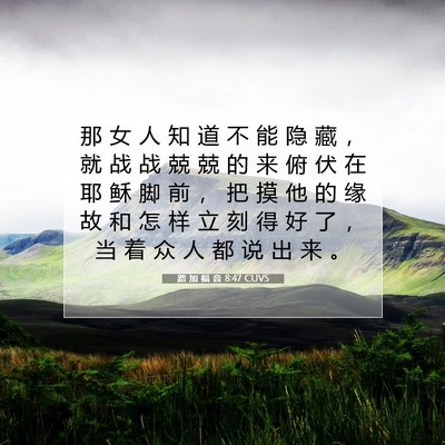 Picture 07 - 路 加 福 音 8:47 CUVS - 那 女 人 知 道 不 能 隐 藏 ， 就 战 - Bible Verse Picture