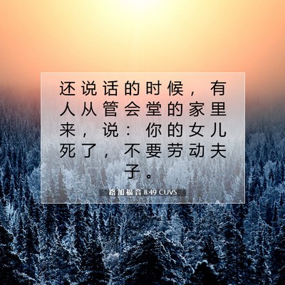 Picture 07 - 路 加 福 音 8:49 CUVS - 还 说 话 的 时 候 ， 有 人 从 管 会 - Bible Verse Picture