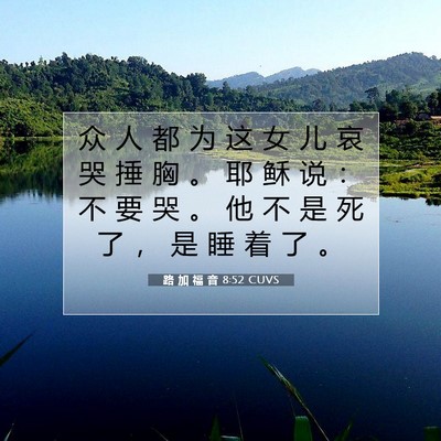 Picture 07 - 路 加 福 音 8:52 CUVS - 众 人 都 为 这 女 儿 哀 哭 捶 胸 。 - Bible Verse Picture