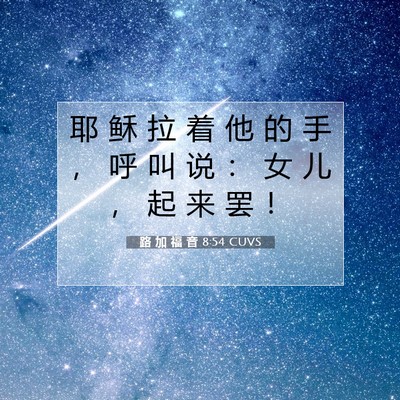 Picture 07 - 路 加 福 音 8:54 CUVS - 耶 稣 拉 着 他 的 手 ， 呼 叫 说 ： - Bible Verse Picture