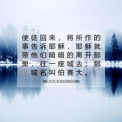 Picture 07 - 路 加 福 音 9:10 CUVS - 使 徒 回 来 ， 将 所 作 的 事 告 诉 - Bible Verse Picture