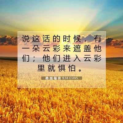 Picture 07 - 路 加 福 音 9:34 CUVS - 说 这 话 的 时 候 ， 有 一 朵 云 彩 - Bible Verse Picture