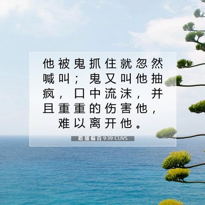 Picture 07 - 路 加 福 音 9:39 CUVS - 他 被 鬼 抓 住 就 忽 然 喊 叫 ； 鬼 - Bible Verse Picture
