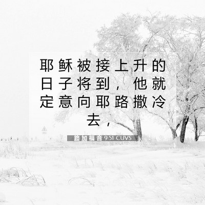 Picture 07 - 路 加 福 音 9:51 CUVS - 耶 稣 被 接 上 升 的 日 子 将 到 ， - Bible Verse Picture
