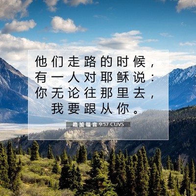 Picture 07 - 路 加 福 音 9:57 CUVS - 他 们 走 路 的 时 候 ， 有 一 人 对 - Bible Verse Picture