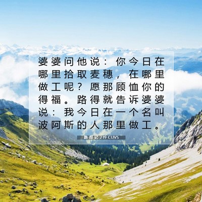 Picture 07 - 路 得 记 2:19 CUVS - 婆 婆 问 他 说 ： 你 今 日 在 哪 里 - Bible Verse Picture