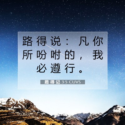Picture 07 - 路 得 记 3:5 CUVS - 路 得 说 ： 凡 你 所 吩 咐 的 ， 我 - Bible Verse Picture