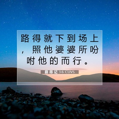 Picture 07 - 路 得 记 3:6 CUVS - 路 得 就 下 到 场 上 ， 照 他 婆 婆 - Bible Verse Picture