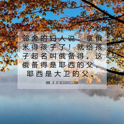 Picture 07 - 路 得 记 4:17 CUVS - 邻 舍 的 妇 人 说 ： 拿 俄 米 得 孩 - Bible Verse Picture