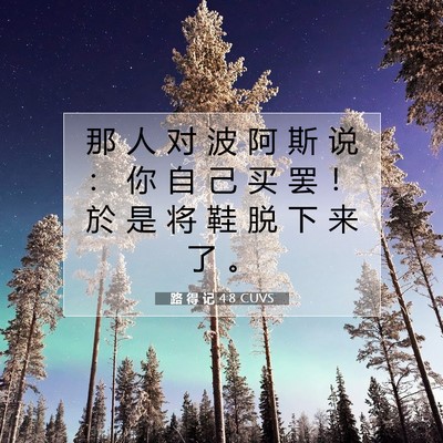Picture 07 - 路 得 记 4:8 CUVS - 那 人 对 波 阿 斯 说 ： 你 自 己 买 - Bible Verse Picture