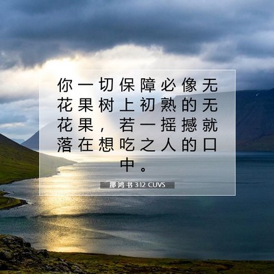 Picture 07 - 那 鸿 书 3:12 CUVS - 你 一 切 保 障 必 像 无 花 果 树 上 - Bible Verse Picture