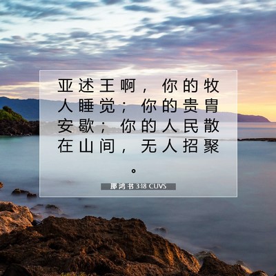 Picture 07 - 那 鸿 书 3:18 CUVS - 亚 述 王 啊 ， 你 的 牧 人 睡 觉 ； - Bible Verse Picture