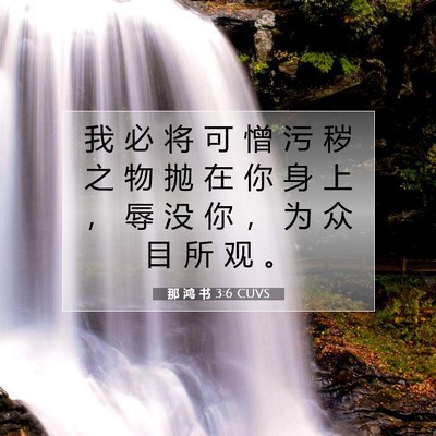Picture 07 - 那 鸿 书 3:6 CUVS - 我 必 将 可 憎 污 秽 之 物 抛 在 你 - Bible Verse Picture